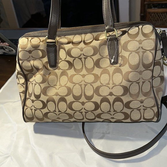 NWT COACH Nancy Satchel Green Racing Stripe Purse Crossbody handbag bag tote - Picture 4 of 12